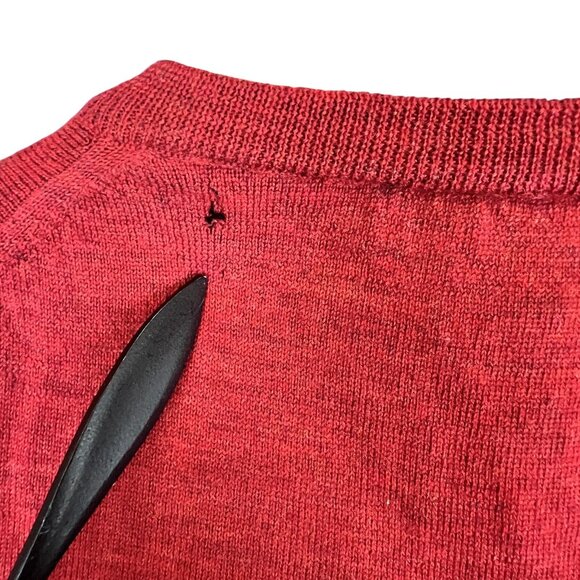 Valda  Mens XL SweaterVest Red Merino Wool Extrafine Pullover Preppy Knit Italy - Picture 8 of 9